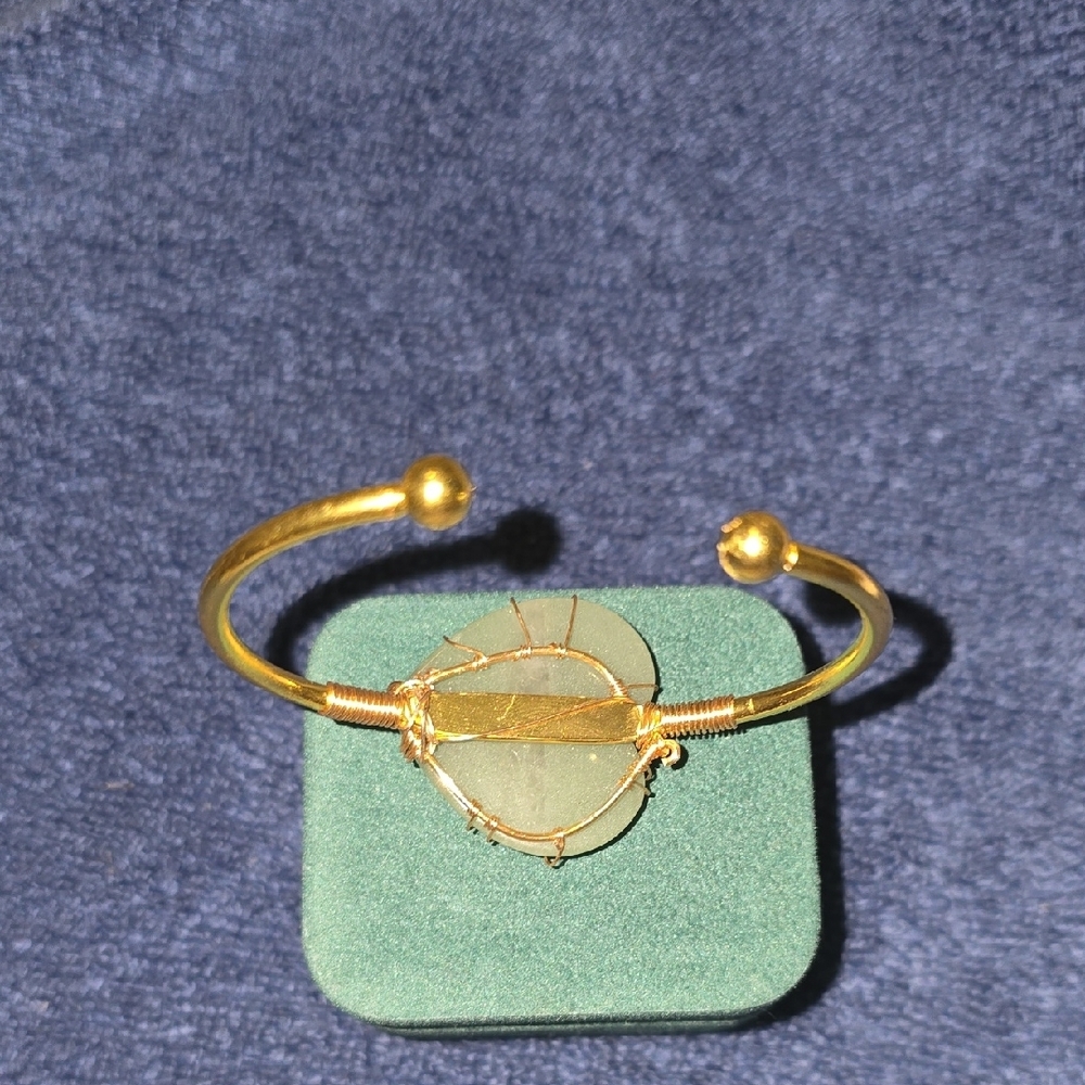 Opalite Wrapped In Gold Cuff Bracelet - Picture 3 of 4